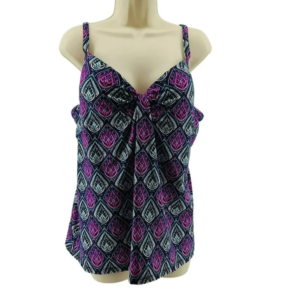 Island Escape Heaven Sent Scorpio Tankini Top Womens Swim Size 16